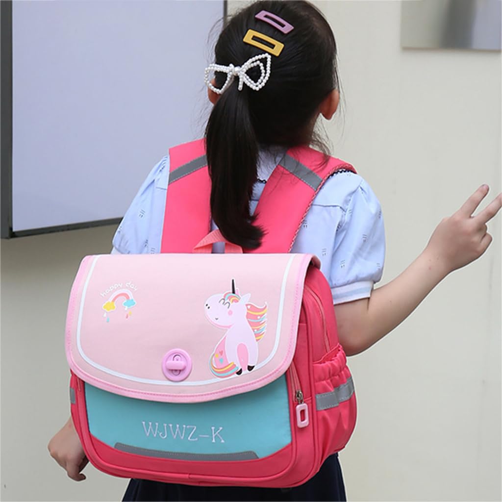 PALAY® School Backpack for Girls School Girls Backpack Book Bag Randoseru Book Bag Pink Unicorn Girls Backpack Cartoon Print Primary Students Book Bag School Backpack for Kids 5-10 Years Old