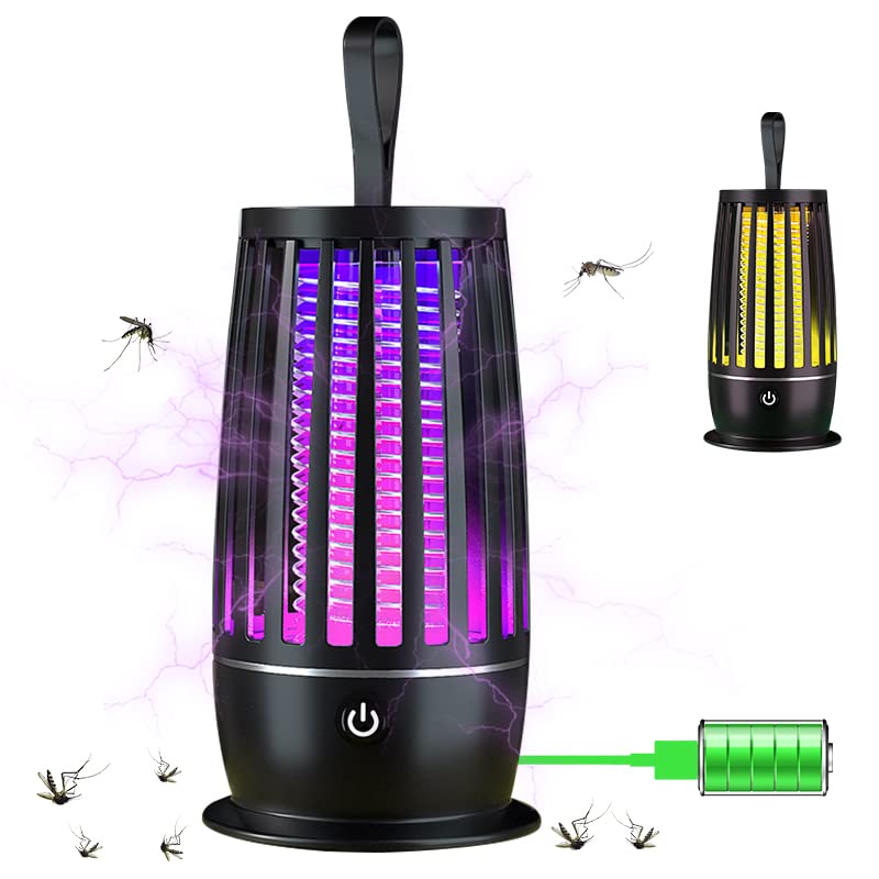 HASTHIP® UV Mosquito Mosquito Killer Lamp with Night Light and1200mAh Battery, Quiet Electronic Insect Killer Machine and All Common Flies, Hanging Electric Bug Zapper for Indoor Outdoor Camping