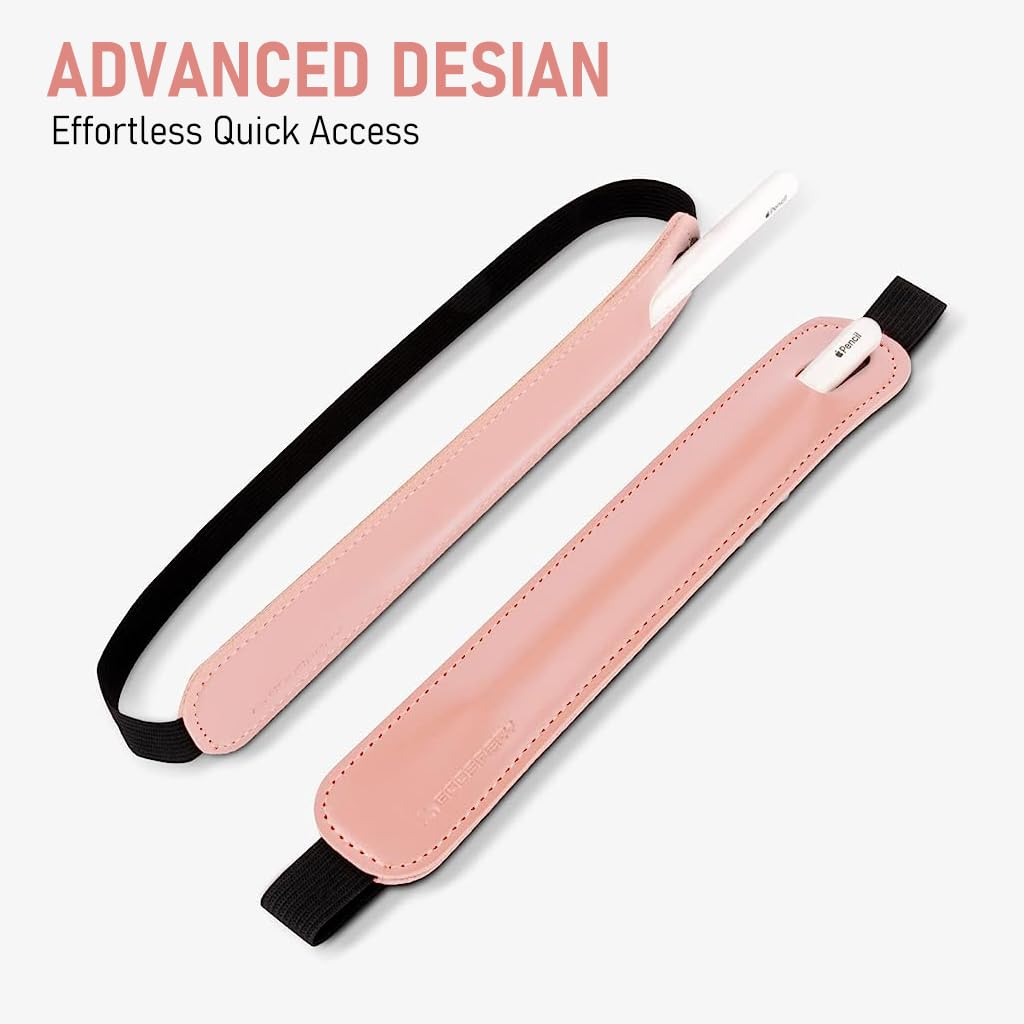 ZORBES Apple Pencil Cover with PU Leather Sleeve and Elastic Band for iPad and Tablets | Pink Case Compatible with 1st and 2nd Generation