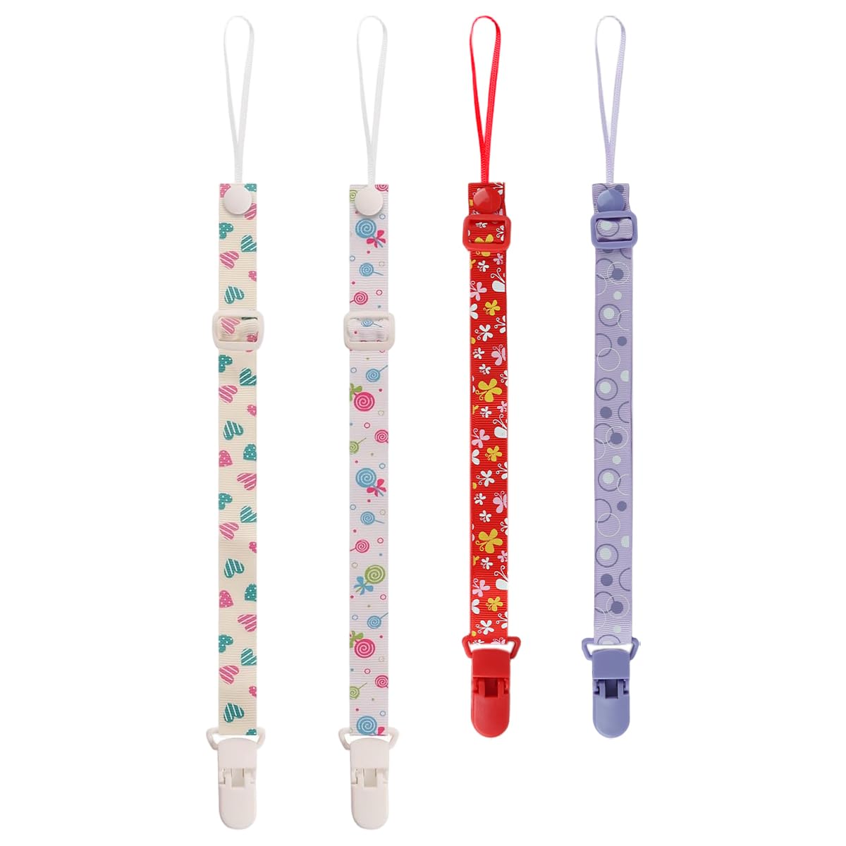 SNOWIE SOFT Baby Pacifier Holder Straps for Secure Use with Clip and Loop | Adjustable 10.8–17 in Polyester Pack
