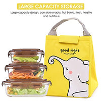 ZIBUYU® Lunch Bag Pouch Cartoon Print Waterproof Pouch Bag Insulated Tiffin Bag Oxford Cloth Lunch Box Bag Travel Lunch Pouch Thermal Bags for Adults Kids Lunch Box Bag - Yellow Elephant