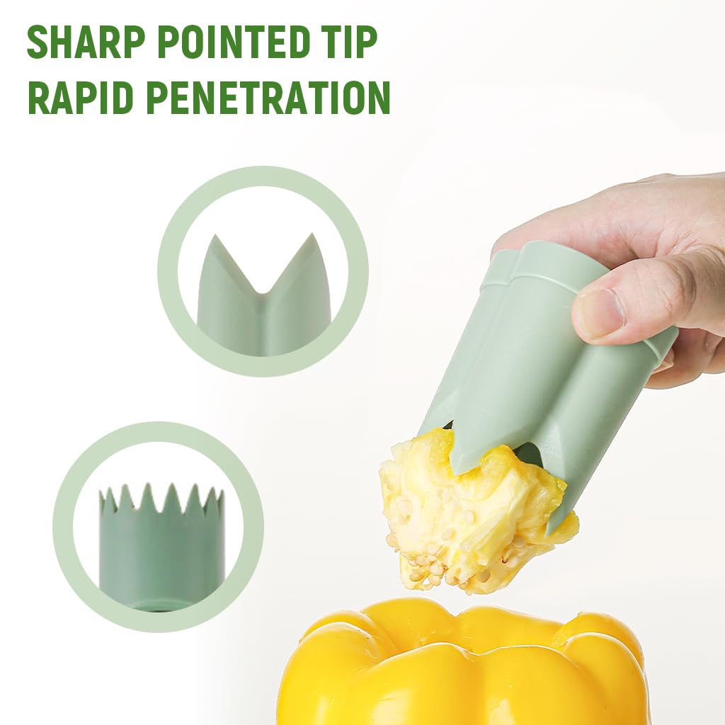 Supvox Pepper Corer Tool for Quick Deseeding and Cutting with 2 in 1 Dual Corers | Easy Twist Design