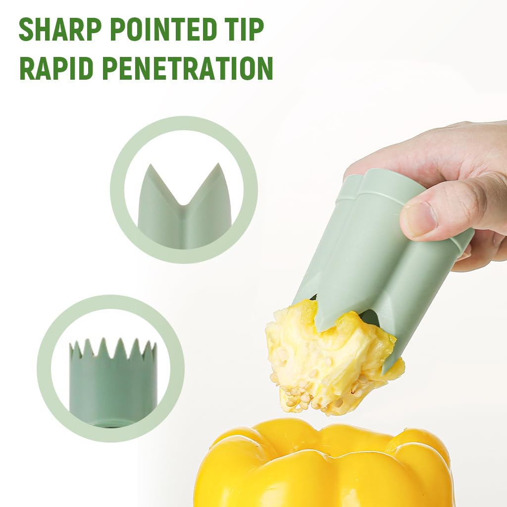 Supvox® Kitchen Peper Corer for Bell Pepers & Hot Pepers 2 in 1 Pepper Deseeder Tool for Quickly Cutting and Deseeding Kitchen Plastic Pepper Deseeder Tool