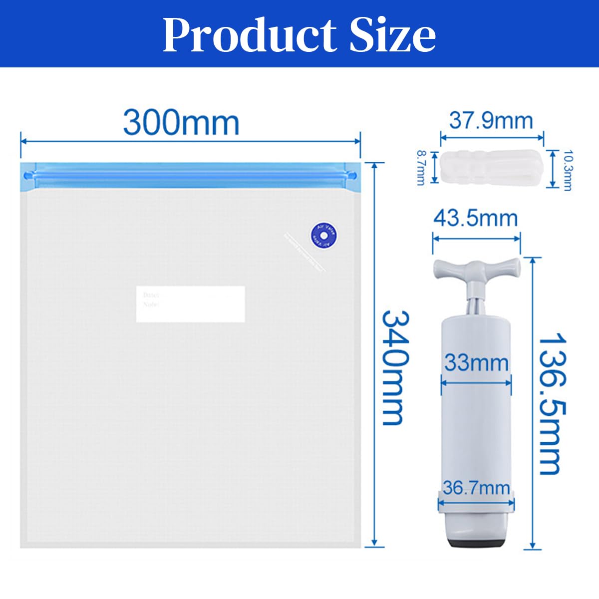 Serplex 3D Printer Filament Storage Bags with Manual Air Pump and 4 Sealing Clips | 20PCS 30x34cm Reusable Anti-Moisture Solution