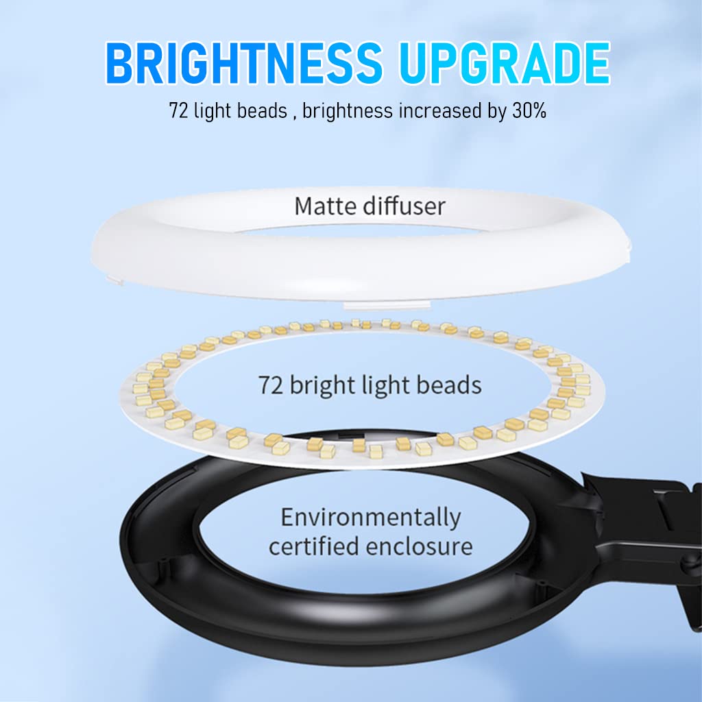ZORBES USB LED Selfie Light for Phone and Tablet with 72pcs Beads 3 Colors 10 Brightness | Clip‑on 6.6ft Plug and Play Design