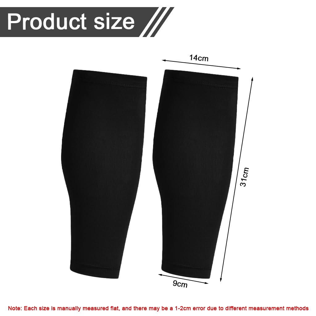 Proberos Calf Compression Sleeves for Running and Cycling with Anti Slip Silicone Strap | Ice Silk Breathable Black 1 Pair