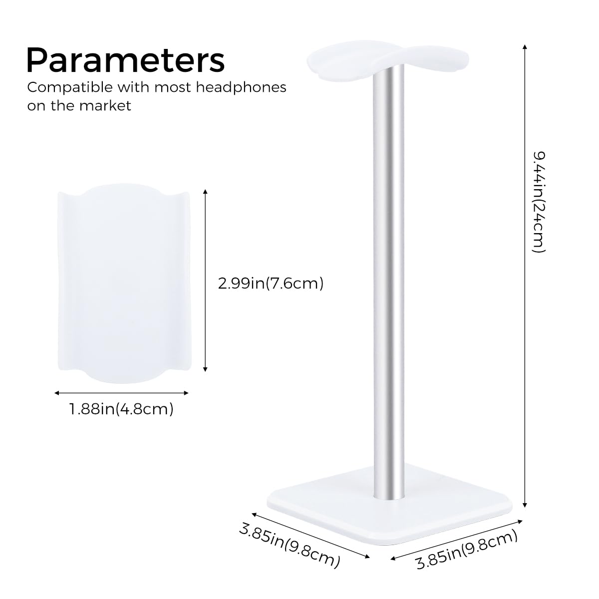ZORBES Headphone Stand for Desktop Gaming with 8.86 in Height and Anti Slip Base | White Aluminum Holder