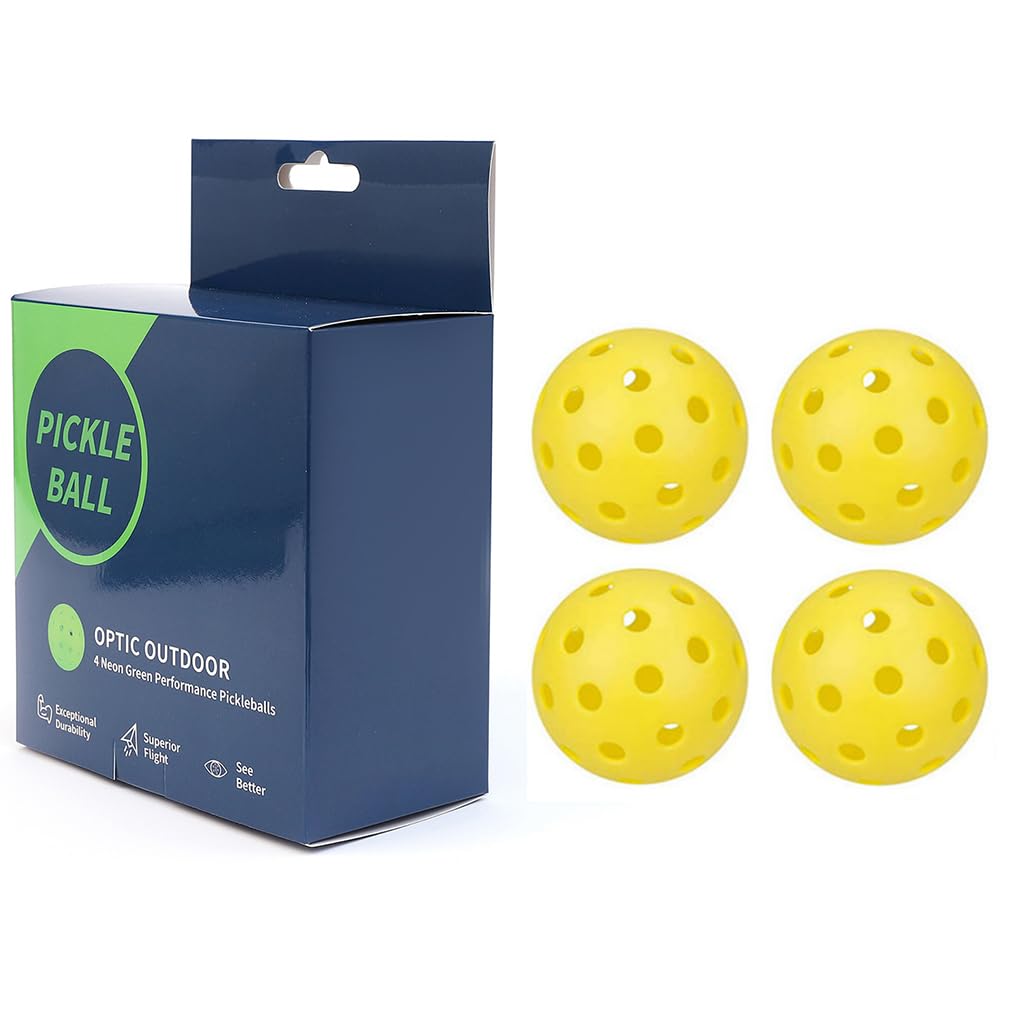 Proberos® 4Pcs Outdoor Pickleball Balls 74mm Diameter Pickleball Balls Hard PE 40-Hole Pickleball Balls High Elasticity and Durable Outdoor Pickleball Balls