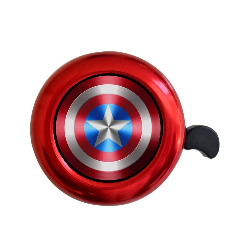 Proberos® Kids Bicycle Bell, Red Super Hero Cartoon Lightweight Steel Cycle Bell for -Ultra-Loud- Hornfor 22mm Tube Star-Red