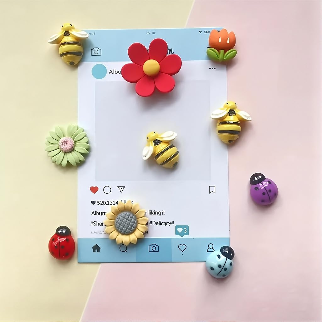 HASTHIP Cartoon Fridge Magnets for Kitchen Decoration with Strong Hold 10 Pack Resin Set