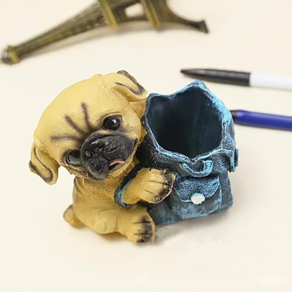 Zibuyu Dog Pen Holder for Office Desk featuring Resin Figurine Cup | Adorable Organizer