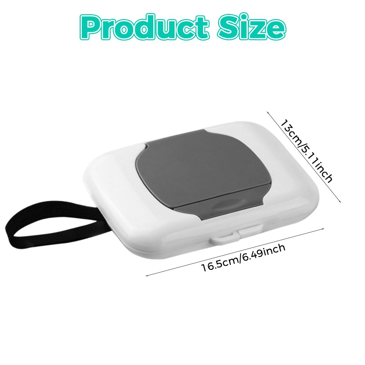 SNOWIE SOFT Travel Wipe Holder for Baby and Outdoor Use with Secure Lid and Lanyard | 16.5x13x3cm Refillable PP Box in Grey