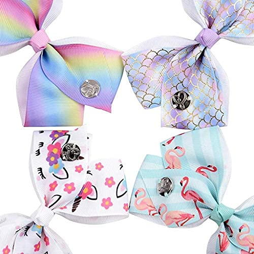 PALAY Hair Bows Alligator Clips Unicorn Grosgrain Ribbon Hair Barrettes Accessories for Girls -6 Pcs