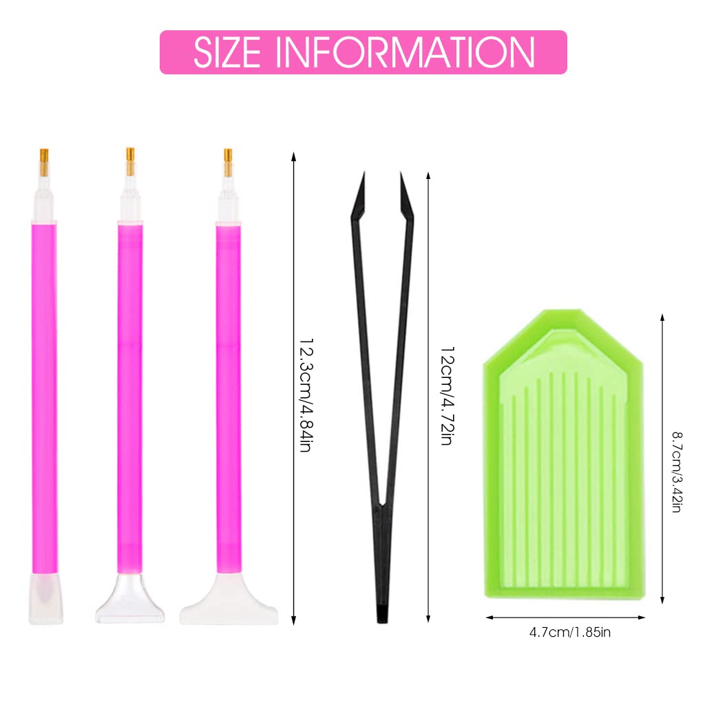 ZIBUYU Diamond Painting Kit Tool 5D Diamond Art Pen Kit with 6 Diamond Painting Pen, 2 Tweezer, 10 Glue Clays, 4 Diamond Tray, 5D Diamond Painting Tool Kits Accessories - 22 Pieces