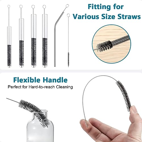 HASTHIP® 24PCS Straw Cleaner Brushes 8 Inch Tube Cleaning Brush and Nylon Pipe Kit for Sippy Cup Tumbler Water Bottle Drinking Black