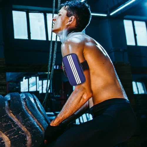 Optifit® Waterproof Phone Armband Arm Holder for Running Jogging Hiking Anti-Slip Breathable with Adjustable Elastic Strap Zipper Pocket for Keys Earbuds Fits Up to 6.7 Inch Smartphone Blue 2PCS