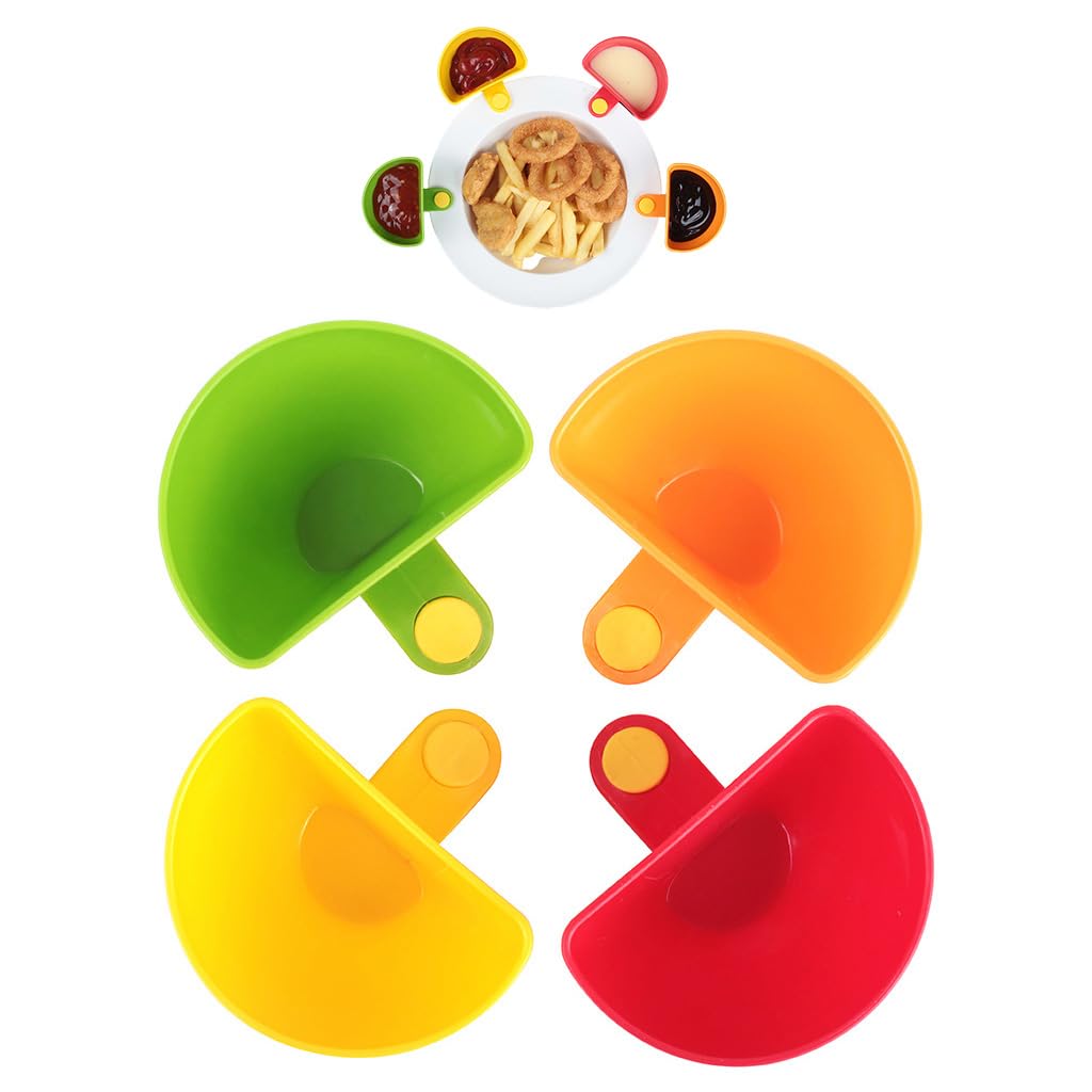 Supvox Chutney Bowls for Sauces and Spices featuring Clip On Design with Silicone Pads | Pack of 4 Multicolor PP Cups