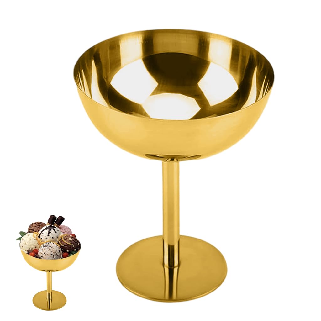 Supvox Ice Cream Bowl 200 ml for Desserts and Snacks featuring Golden Finish Stainless Steel | Easy to Clean Tableware
