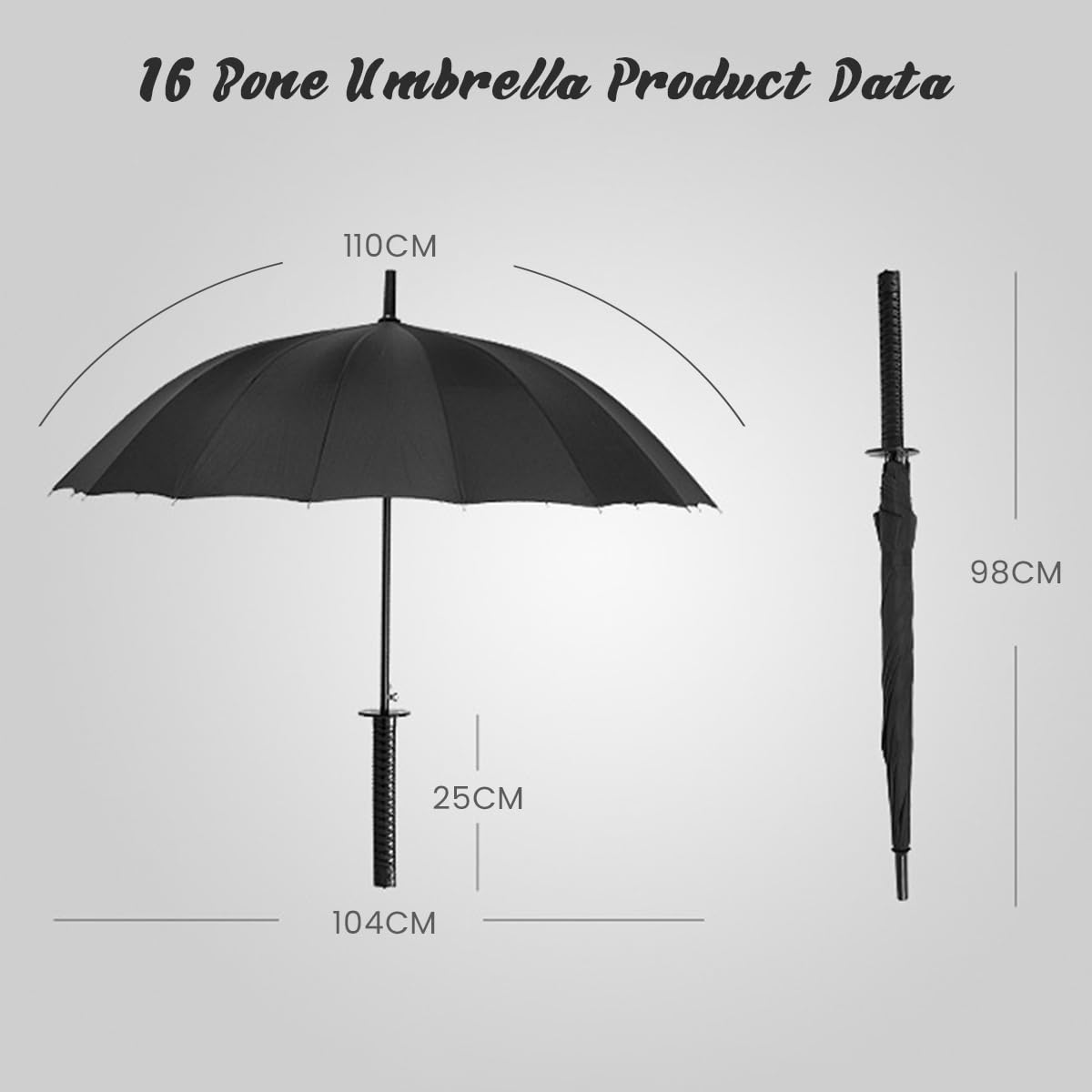 PALAY Samurai Sword Umbrella with 16 Steel Ribs and Auto Open Mechanism | 38.5 in Japanese Style