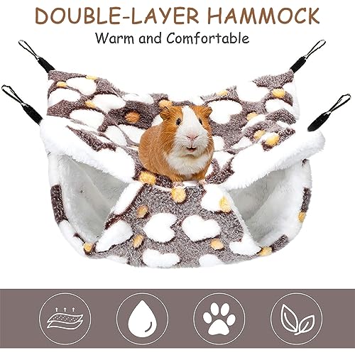 Qpets® Winter Hammock Bed for Small Animals, Hibernation Plush Hammock Bed Hanging Hamsters House Hidden Small Pets Sleeping Bag for Hamsters, Golden Bears, Mouse Cubs, Honey Gliders (S)