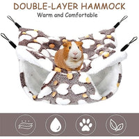 Qpets® Winter Hammock Bed for Small Animals, Hibernation Plush Hammock Bed Hanging Hamsters House Hidden Small Pets Sleeping Bag for Hamsters, Golden Bears, Mouse Cubs, Honey Gliders (S)