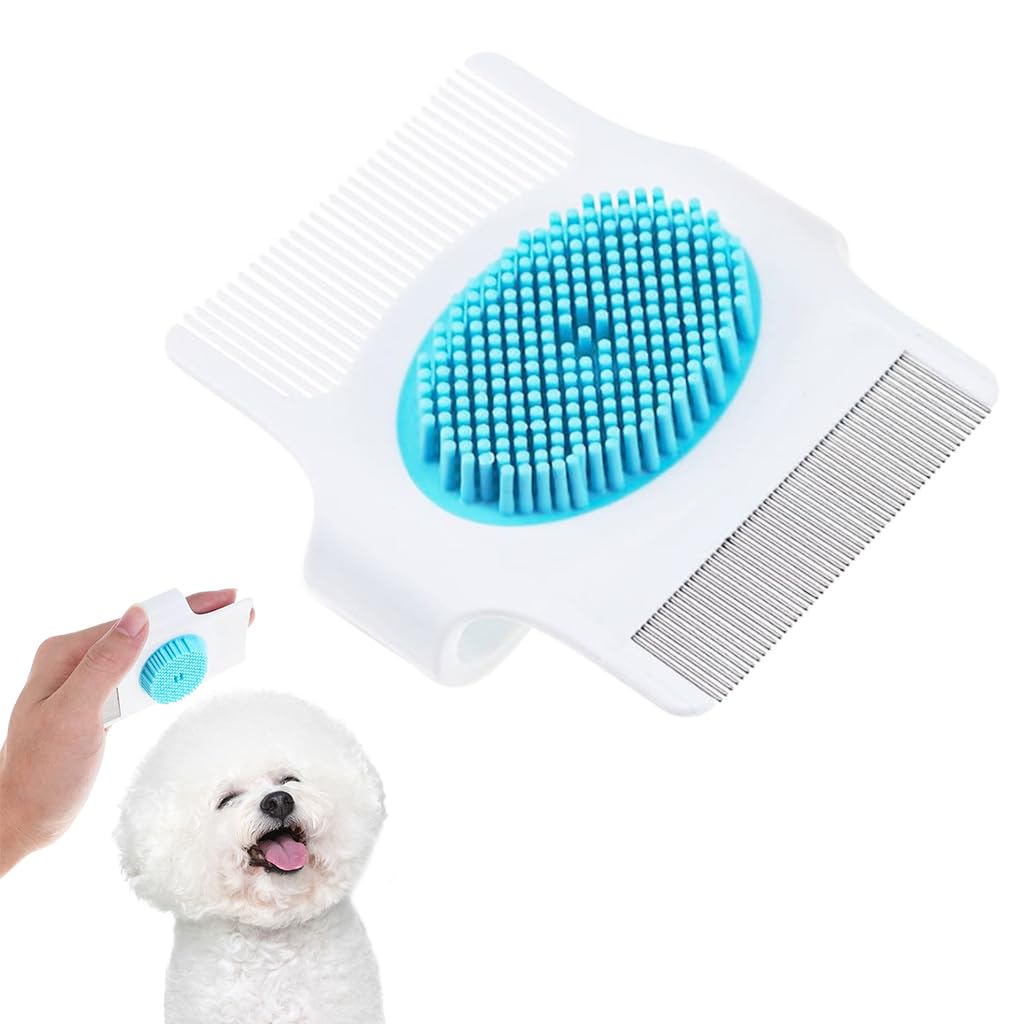 Qpets® Cats Grooming Brush, Multi in One Grooming Brush for Cat Dual Head Grooming Brush Deshedding Hair Brush Cat Bathing Brush