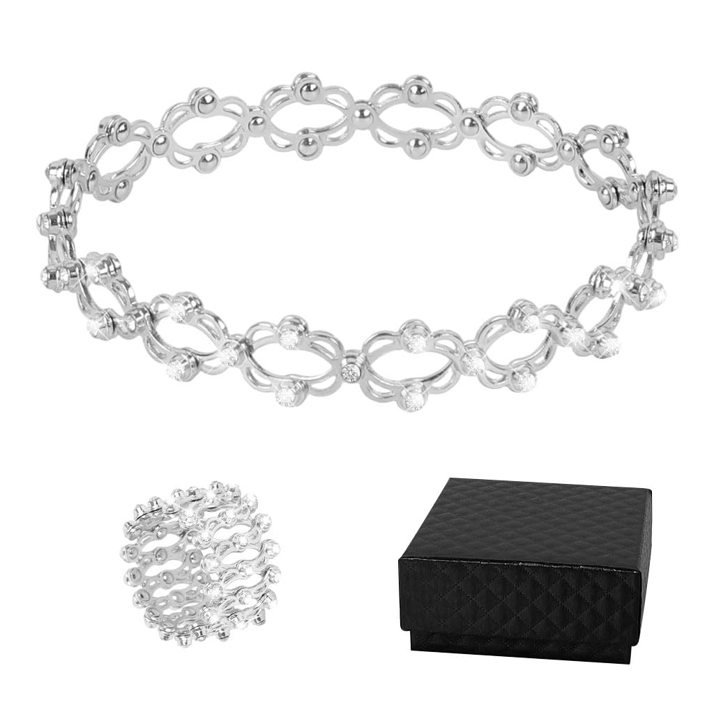 Zibuyu Adjustable Bracelet Ring for Fingers or Wrist with Retractable Fit and Cubic Zirconia