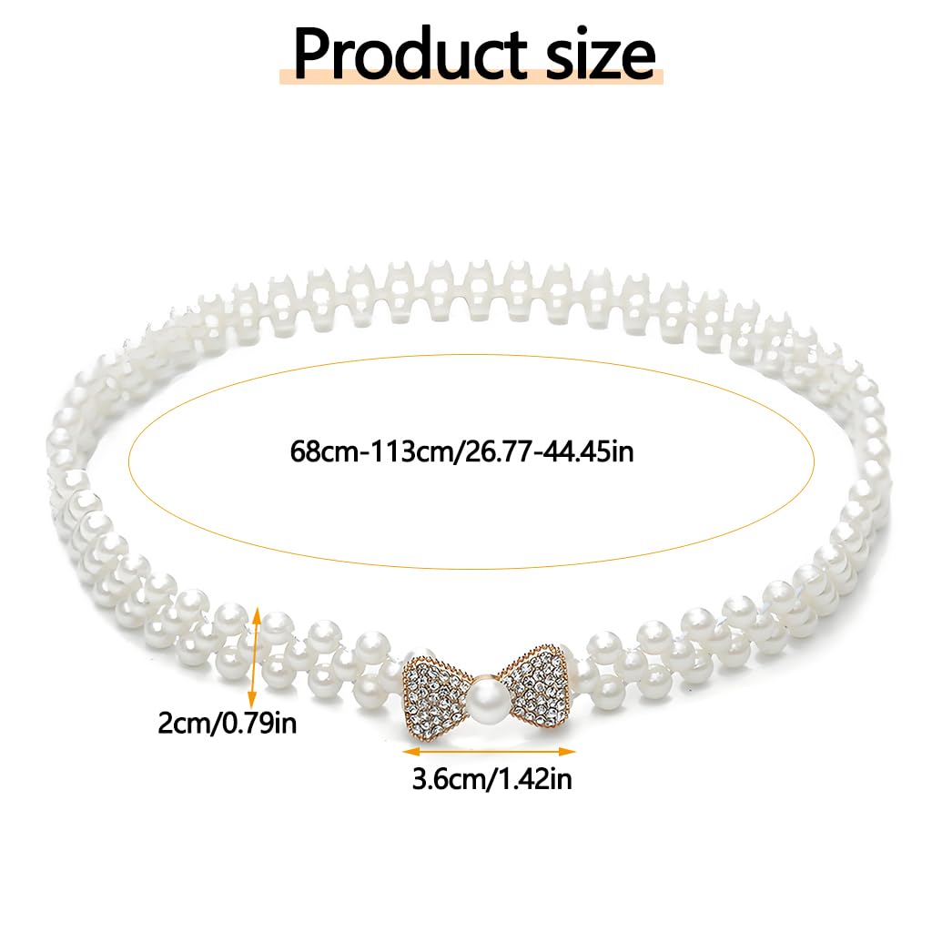 Zibuyu Women's Pearl & Crystal Belt for Dresses and Gowns with Adjustable Chain Closure | Elegant Waist Accessory for Weddings and Parties