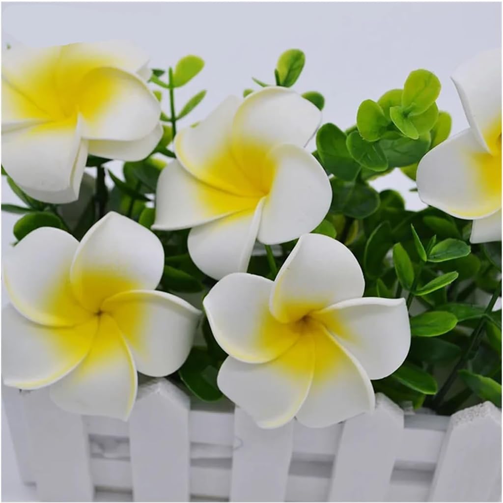 ZIBUYU Artificial Flowers for Home Decor and DIY Crafts with 20pcs 6cm Foam Frangipani | White Floating Style