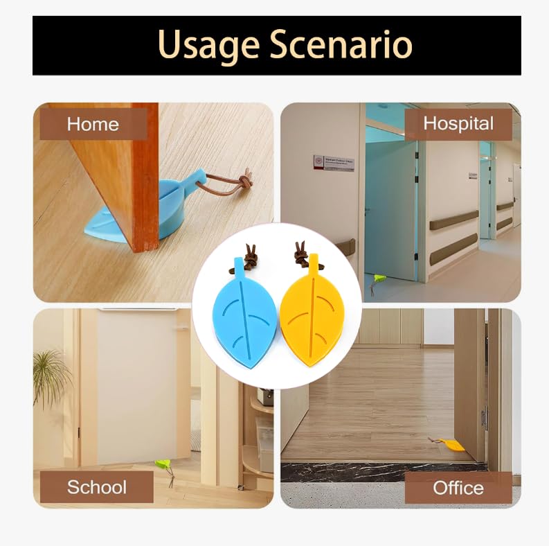 ZIBUYU Door Stopper Wedge for Home with Non Slip Base and Leaf Shape Design | 2 Pcs Silicone Set
