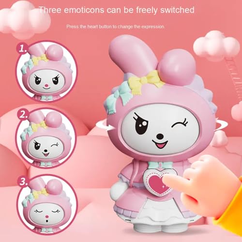 ZIBUYU® Kawaii Keychain Charm Changing Face Cartoon Pink Melody Figure 3 Fun Expression Designs 3.8 inch PVC Cute Hanging Charms for Bag Backpack Keyring Gift for Girls 3PCS