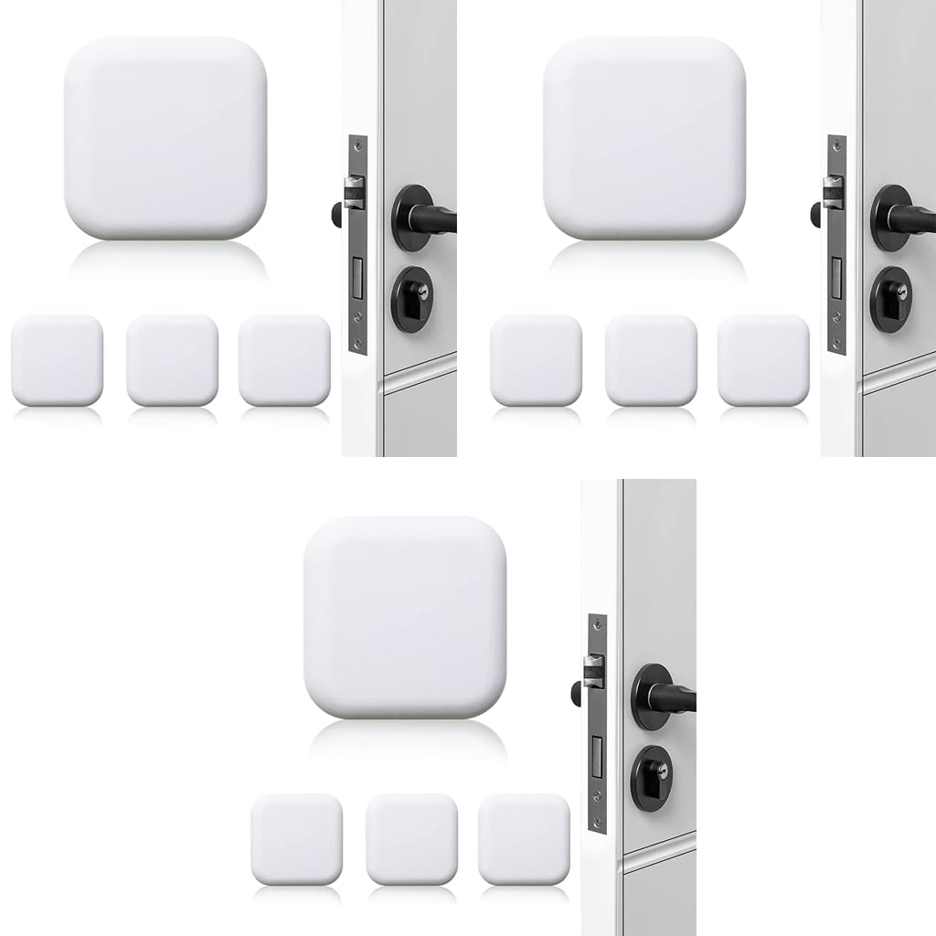 HASTHIP Door Bumper Wall Protector 12PCS for Quiet Door Opening with Self Adhesive Silicone Pads 4.5 x 4.5cm White