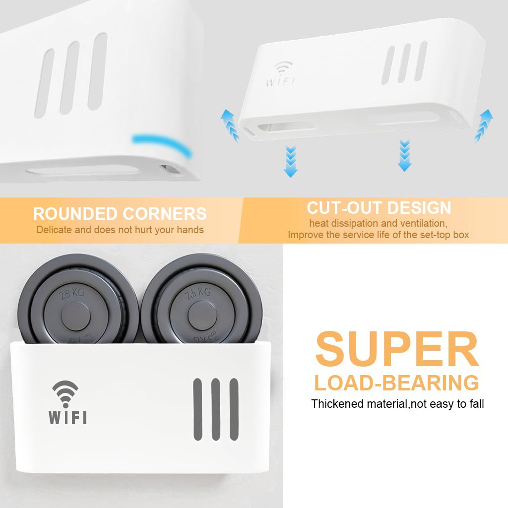 Supvox Wall Shelf for WiFi Router with Slotted Cable Organizer 12.2x2.17x4.33 in | ABS Mount