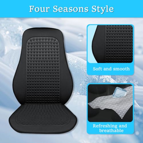 STHIRA® Cooling Seat Pads Car Pad with Backrest Massage Full-Seat Comfort Non-Skid Ice Silk Universal Fit Upholstery Accessory 2PCS