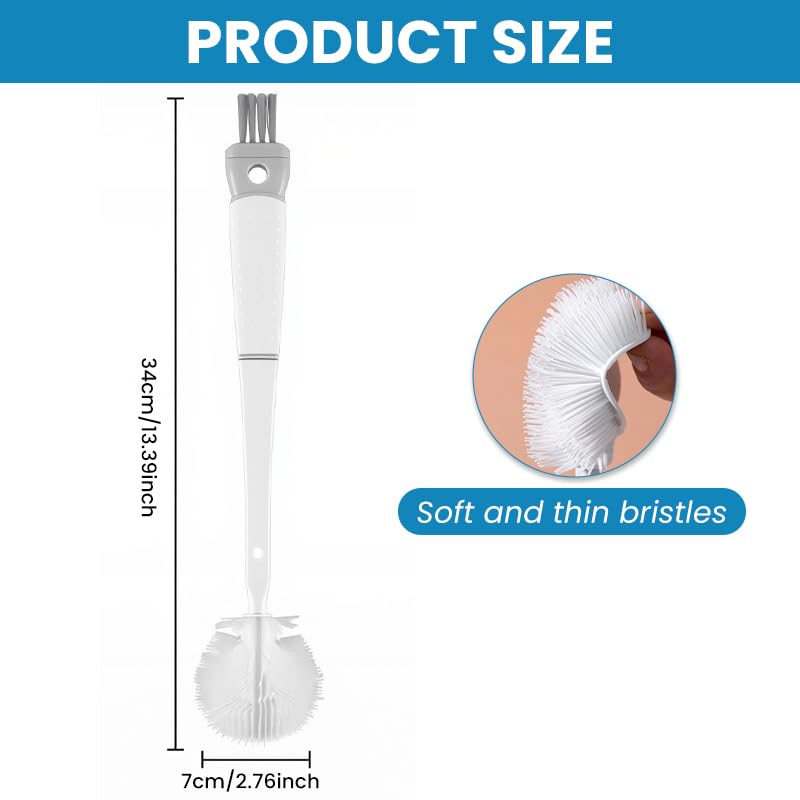 Supvox Baby Bottle Cleaning Brush Kit 5 in 1 with Long Handle Silicone Bristles | Flexible Folding Design and Built in Detailing Brushes