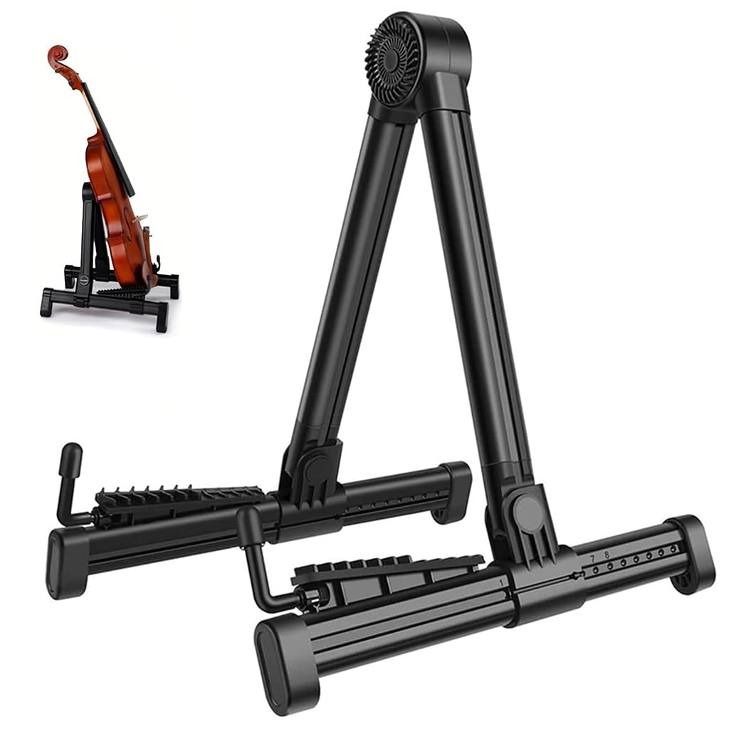 ZORBES Guitar Floor Stand Folding Guitar Rack Stand Guitar Tripod Stand Acoustic Guitar Rack Stand Anti-Scratch Silicone Padded Design Universal Adjustable Guitar Stand for Ukulele, Bass, Violin