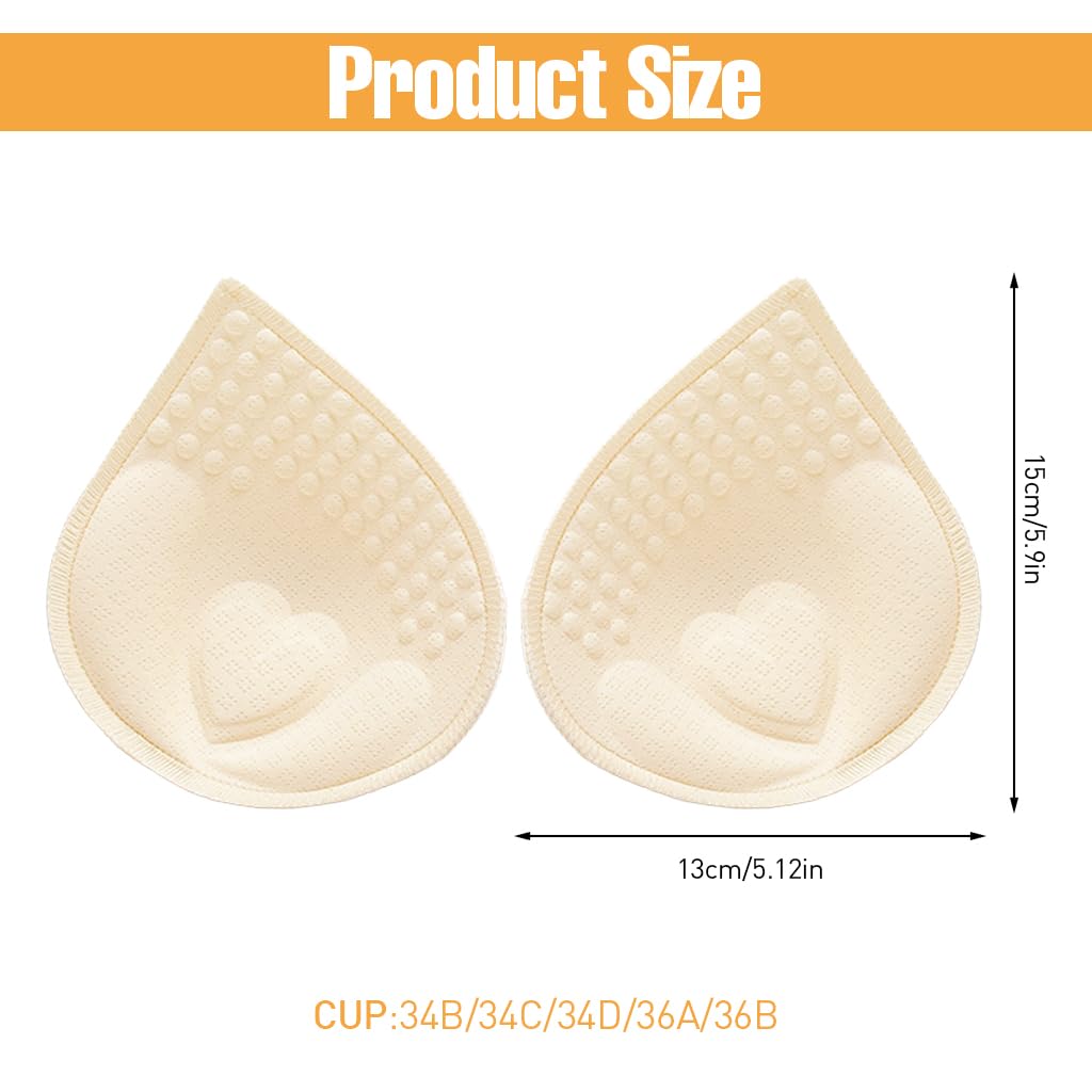 PALAY® Bra Pads Inserts, 2 Pairs Bras Inserts for Sports Bras, Bra Cups Inserts for Bikini Tops (Size M fits A/B cups)