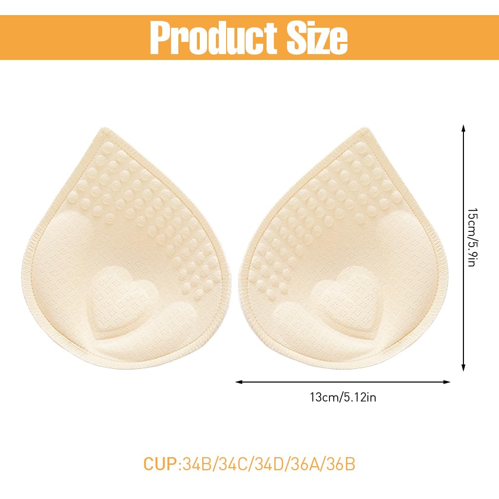 MAYCREATE Bra Pads Inserts for Sports Bras and Bikini Tops featuring 3D Push Up Design | 2 Pairs Breathable Faux Latex Cups