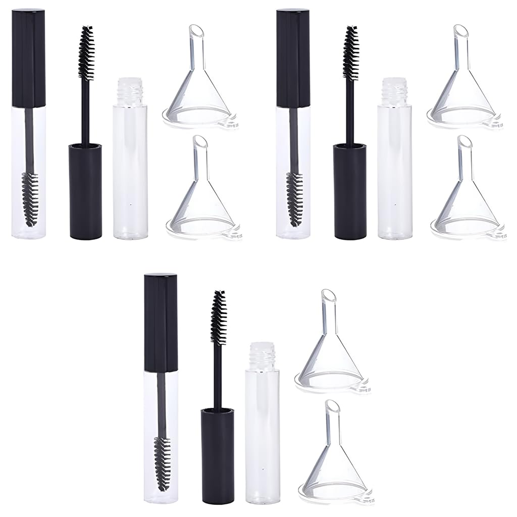 MAYCREATE Empty Mascara Tube 10ml for Castor Oil with Spiral Brush and Funnels | Travel Set