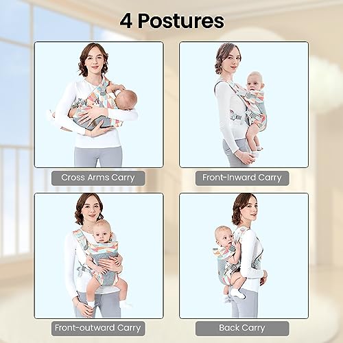SNOWIE SOFT® 4 in 1 Baby Carrier Adjustable Kangaroo Front Face-in Out Breathable Wrap for Newborn Toddler 0-36 Months Under 26KG Multicolor 2 PCS