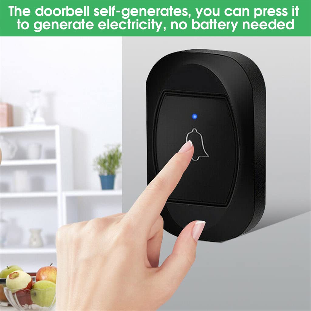 HASTHIP® Door Bell for Home Electrical Self-Powered Wireless Door Bell Waterproof IP44 with Memory Function Ding Dong Bell with Large LCD Clock, Door Number Display Smart Door Bells 38 Ringtones 4 Level Volume