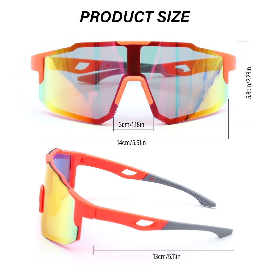 GUSTAVE UV400 Cricket Sunglasses for Outdoor Sports with Polarized Lens | Orange Frame 150mm