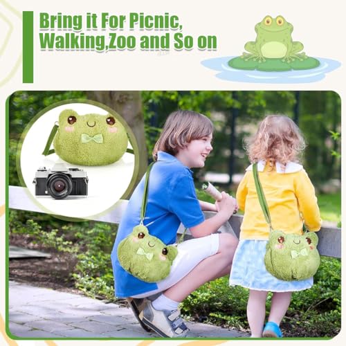 PALAY® Girls Sling Bag Cute Plush Frog Shoulder Bag Sling Bag Crossbody Bag with Adjustable Shoulder Strap Kawaii Fashion Casual Shoulder Bag for Daily Small Phone Bag Gift for Girls