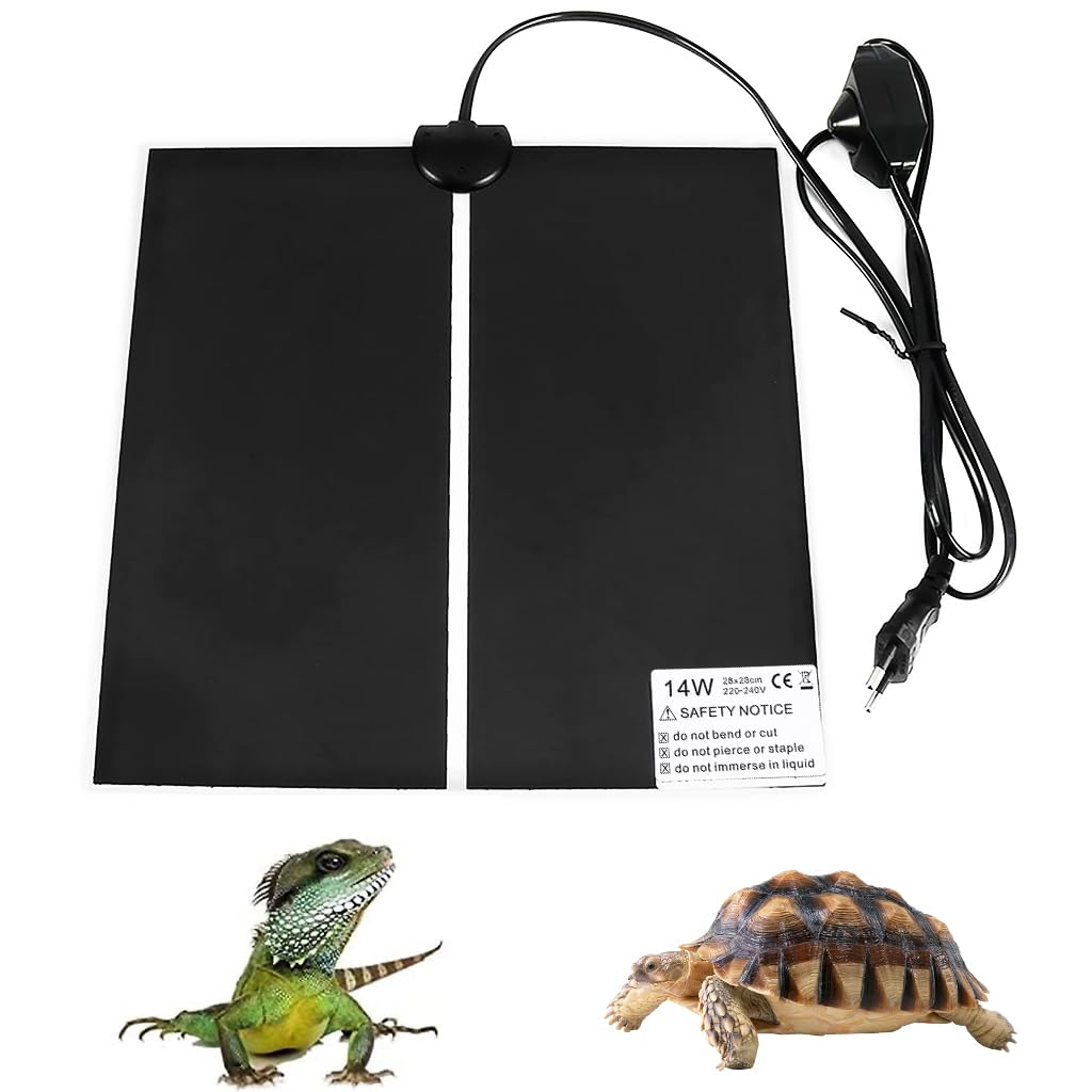 Qpets® Reptile Heating Pad, 14W Pet Heater with Controller Reptile Heating Board, IPX7 Waterproof Crawler Pet Heating Pad Warm Board Best for Snakes, Lizards, Geckos, Tortoises (11x11 Inch)