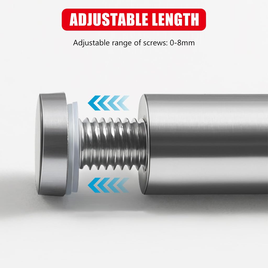 Serplex Standoff Screws for Acrylic and Glass Panels 1.2x2cm with Brushed Finish | Stainless Steel Mounting Set