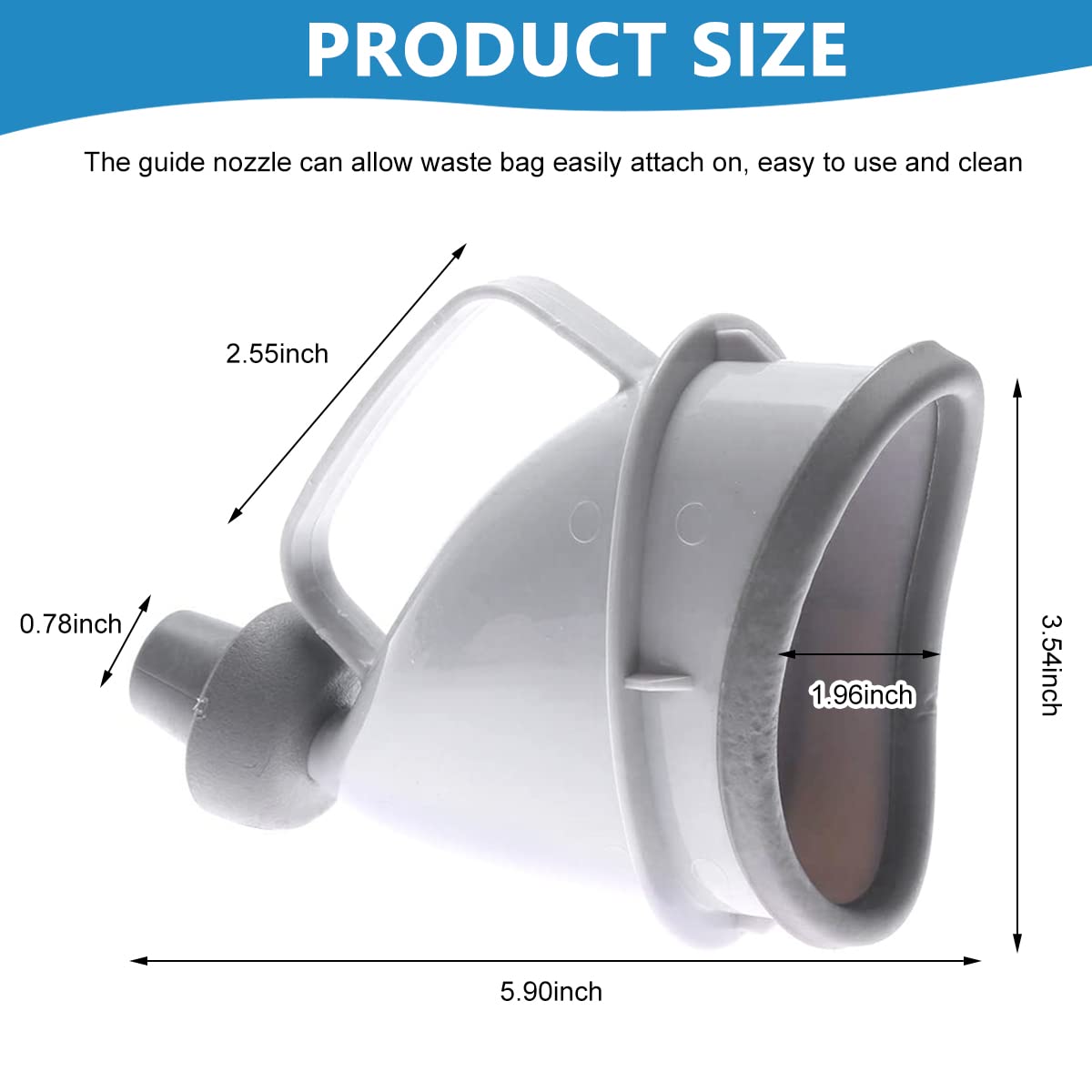 HANNEA Urine Collector for Travel and Camping with Leakproof Ergonomic Funnel | Grey 15 cm Reusable Device