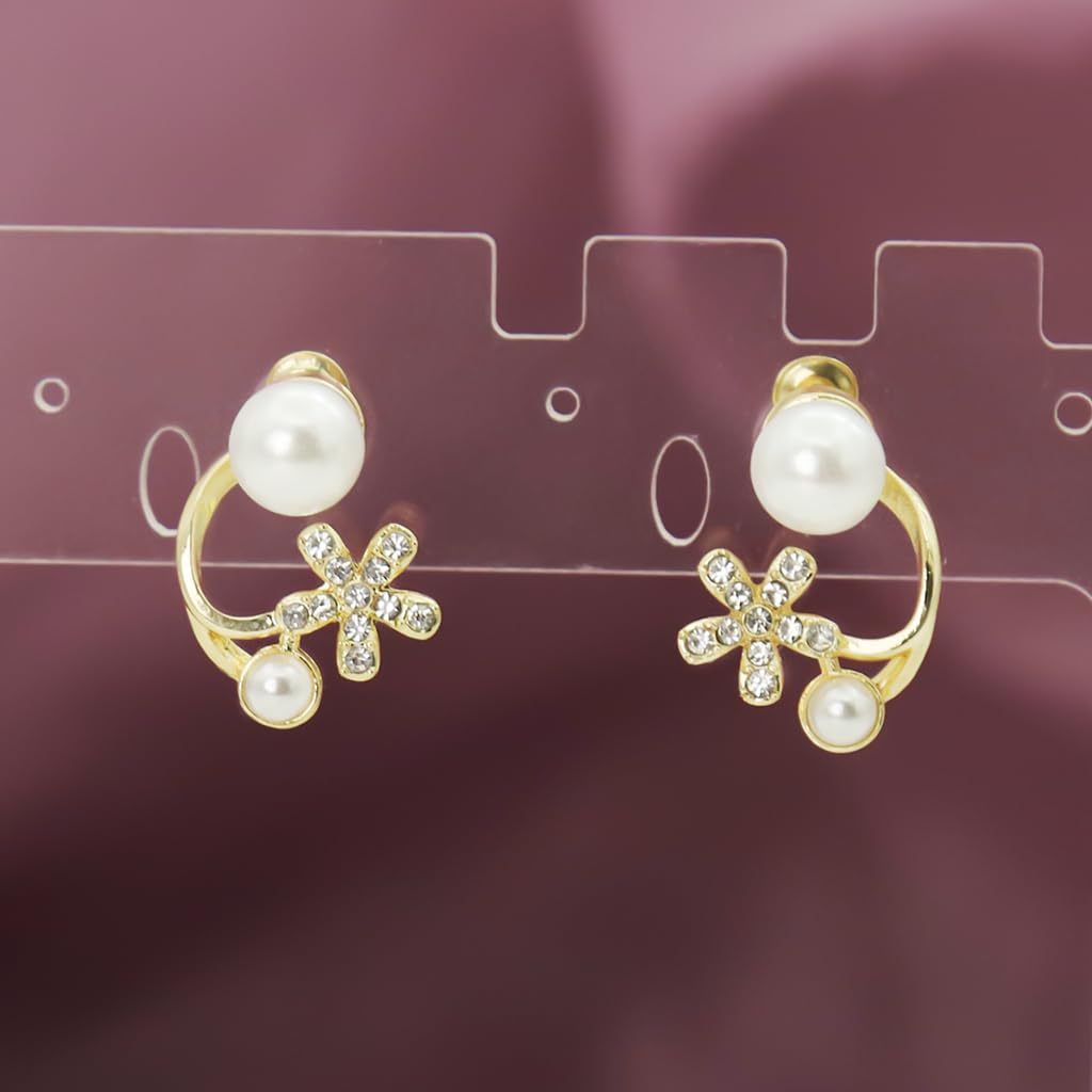 Zibuyu Earrings for Women featuring Floral Pearl and Rhinestone Design with Golden Alloy Finish | Elegant Gift Jewelry
