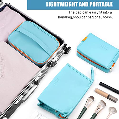 GUSTAVE® Makeup Pouches for Home & Travel, Toiletry Bag for Cosmetics, Brushes, Accessories (Blue)