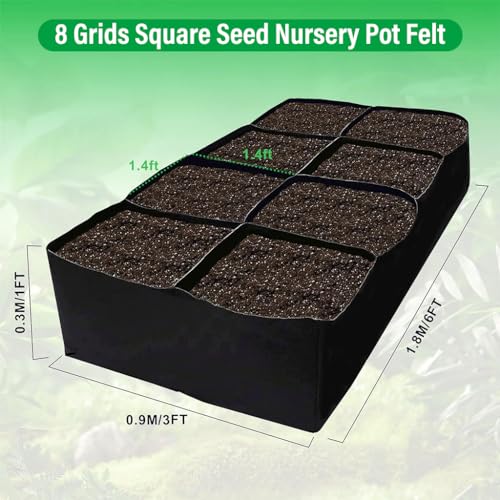 HASTHIP® 8 Grids Seeding Tray for for Growing Vegetables Potatoes Flowers, Reusable Breathable Fabric Germination Plant Tray, Planter Raised Bed