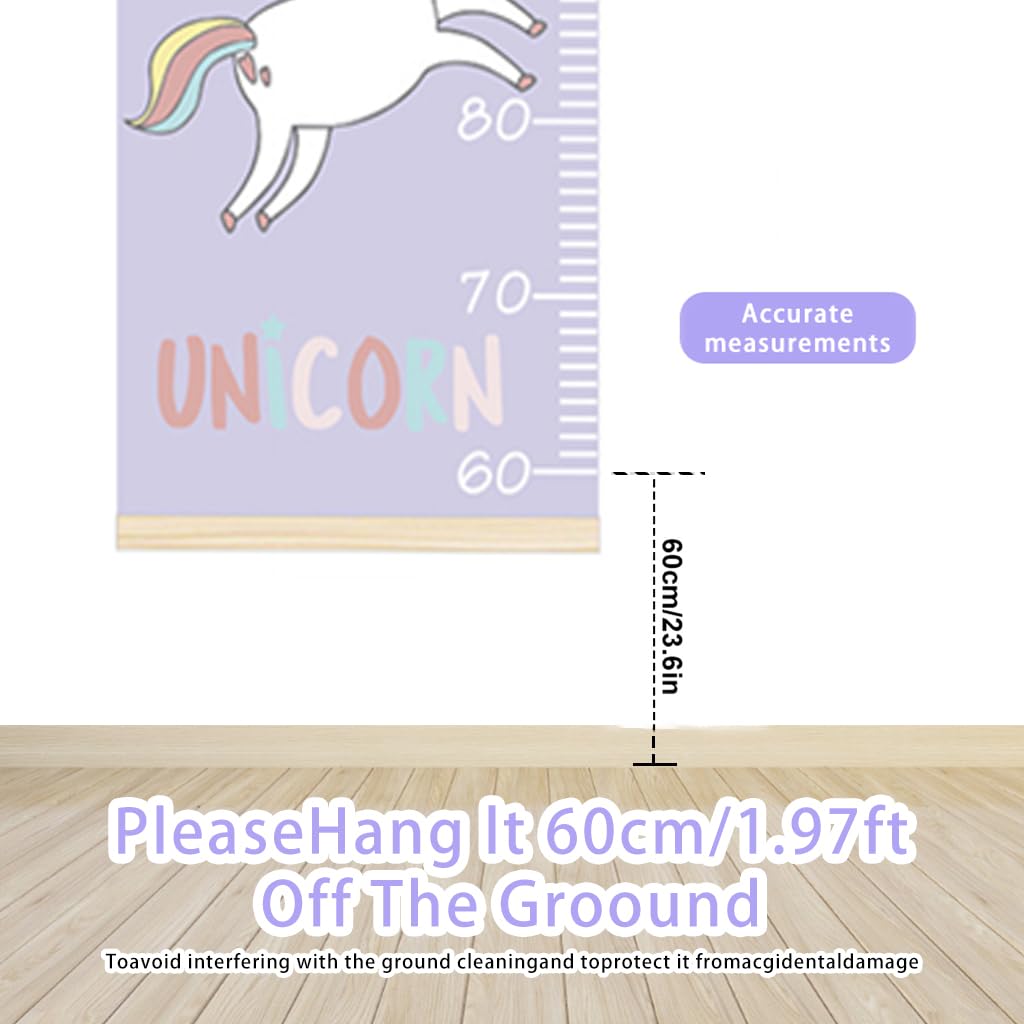 SNOWIE SOFT® Cartoon Unicorn Growth Chart for Kids 60-180cm Wall Hanging Growth Chart for Kids & Teenagers Canvas Cartoon Growth Chart Waterproof Canvas Growth Chart for Kid's Room